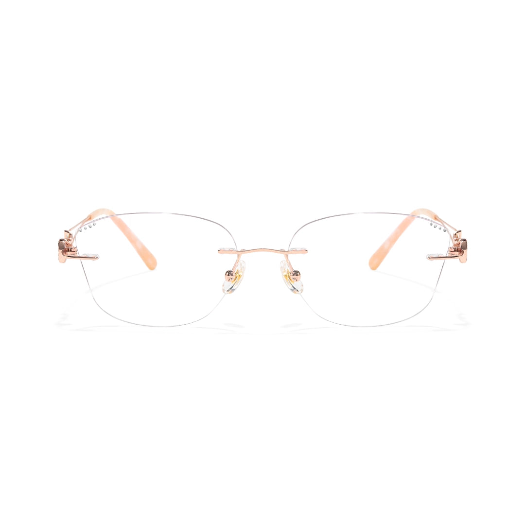 Opal Asymmetrical Cat Eye Rimless Prescription Glasses for Women With Rhinestones