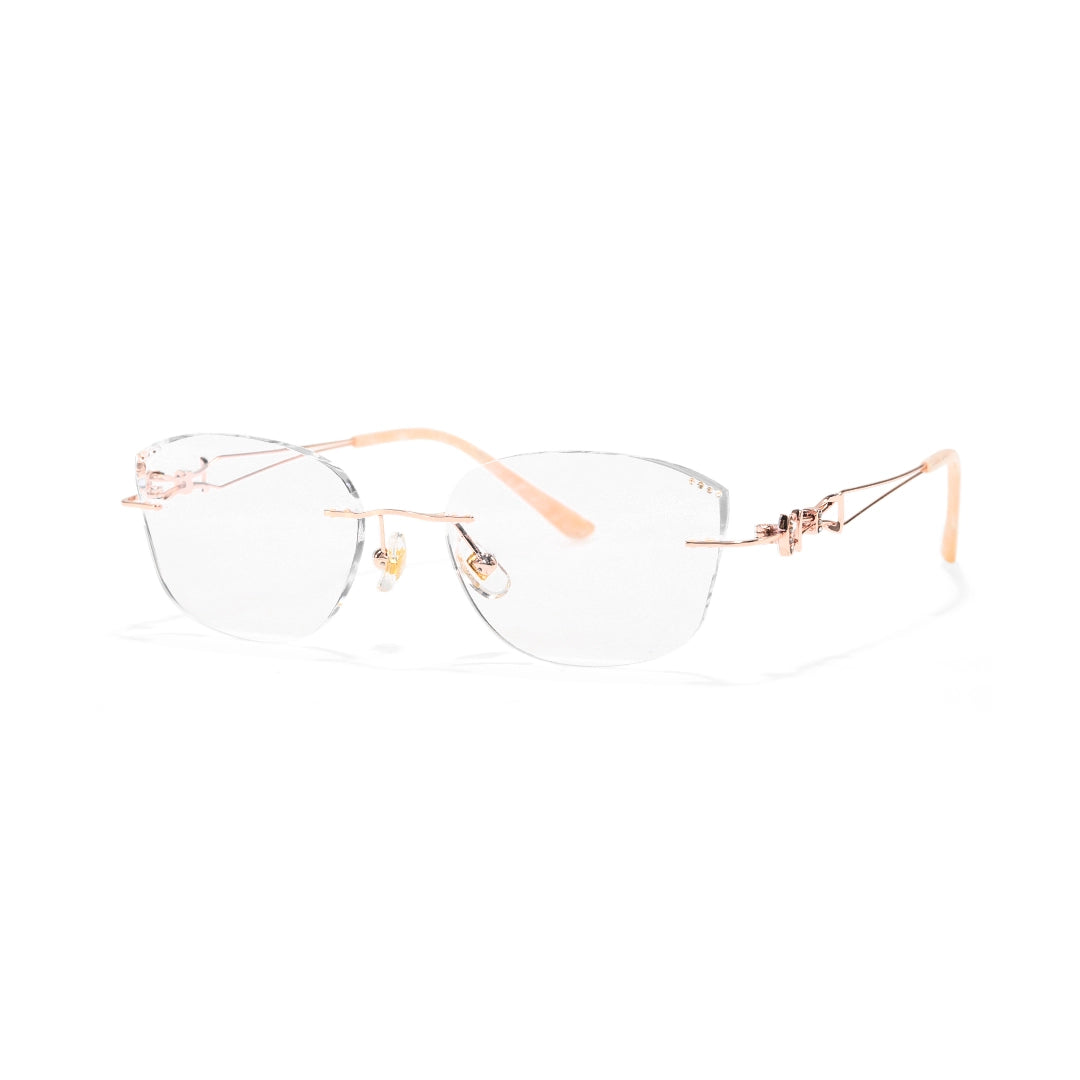 Opal Asymmetrical Cat Eye Rimless Prescription Glasses for Women With Rhinestones
