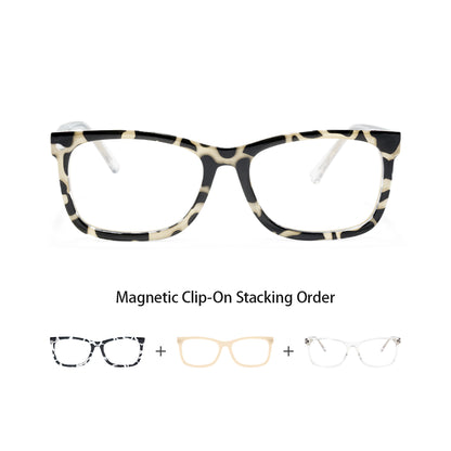 Elisha Rectangle Magnetic Prescription Glasses with 5 Toppers