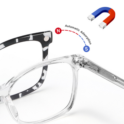 Elisha Rectangle Magnetic Prescription Glasses with 5 Toppers
