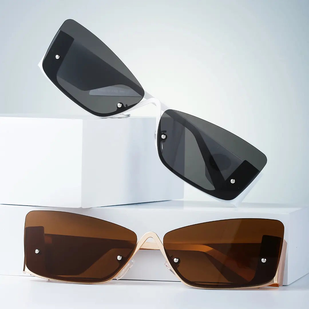 Bedia Half Rimless Sunglasses Geometric Polarized UV400 Protection