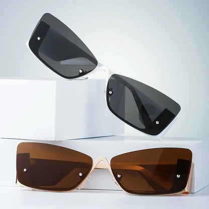 Bedia Half Rimless Sunglasses Geometric Polarized UV400 Protection