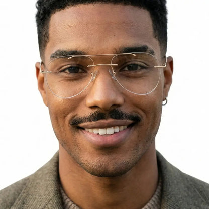 Niko Lightweight Gold Aviator Rimless Glasses with Flexible Spring Hinges