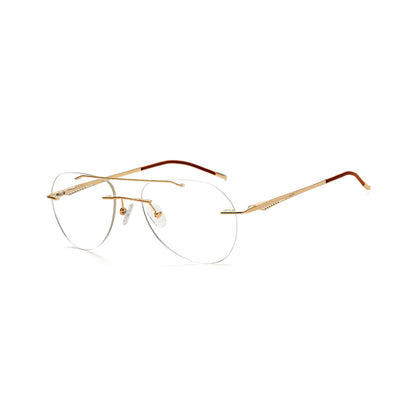 Niko Lightweight Gold Aviator Rimless Glasses with Flexible Spring Hinges