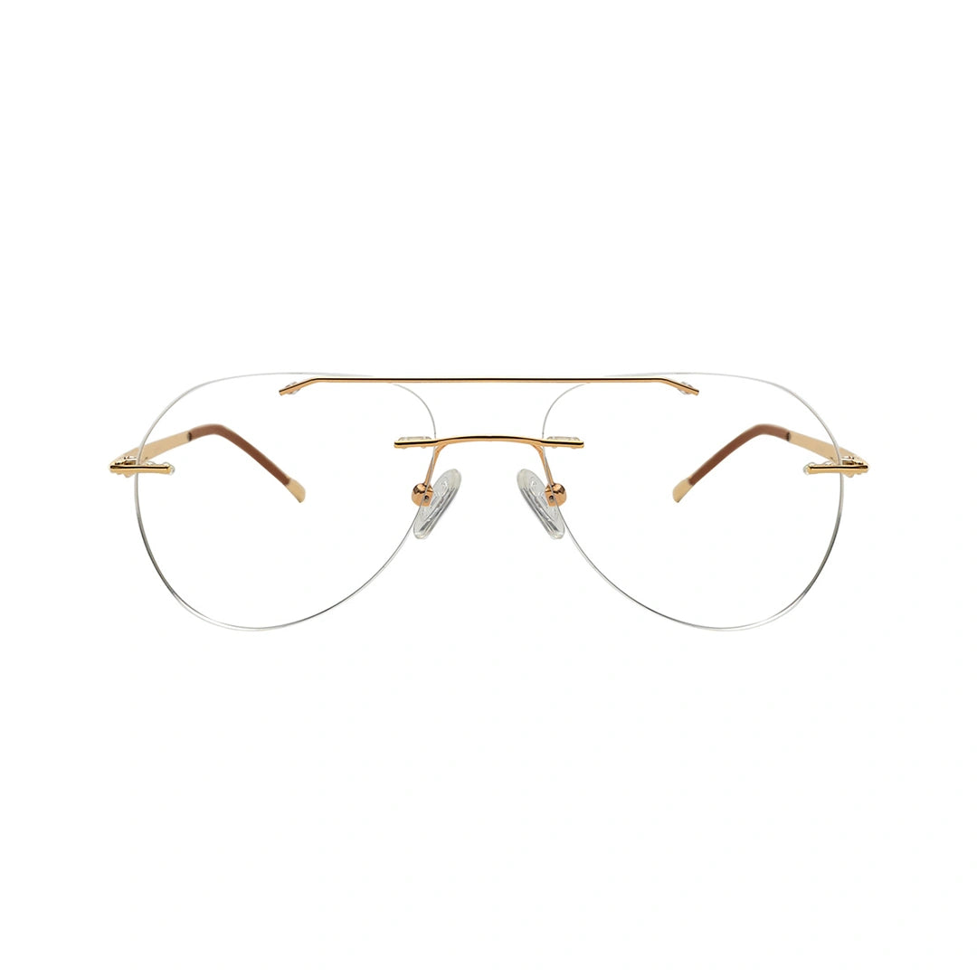 Niko Lightweight Gold Aviator Rimless Glasses with Flexible Spring Hinges