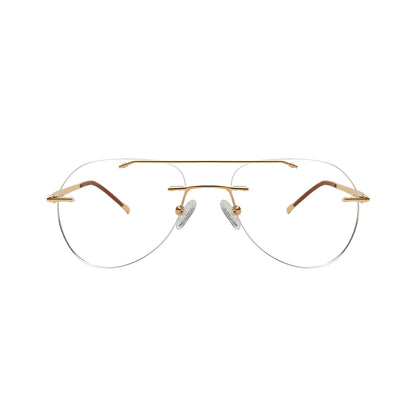 Niko Lightweight Gold Aviator Rimless Glasses with Flexible Spring Hinges