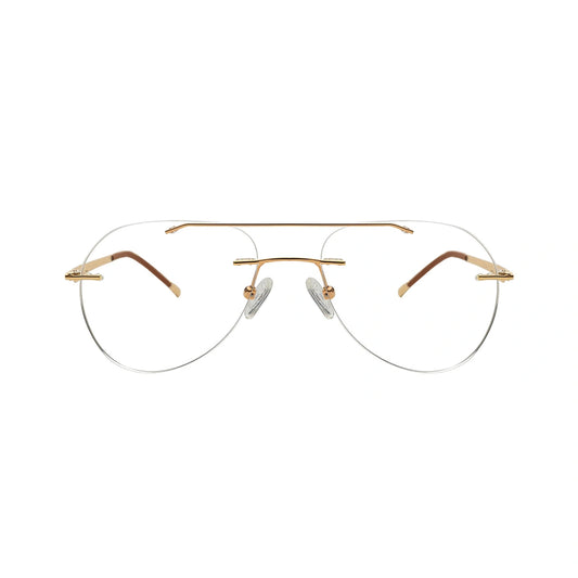 Niko Lightweight Gold Aviator Rimless Glasses with Flexible Spring Hinges