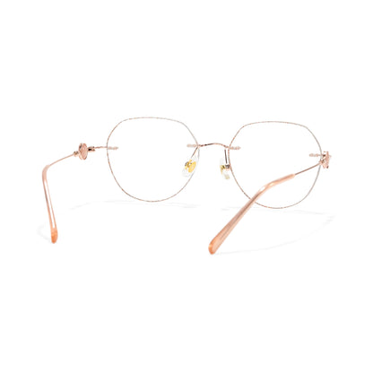 Hue Modern Polygon Rimless Eyeglasses with Bold Colorful Bead Details