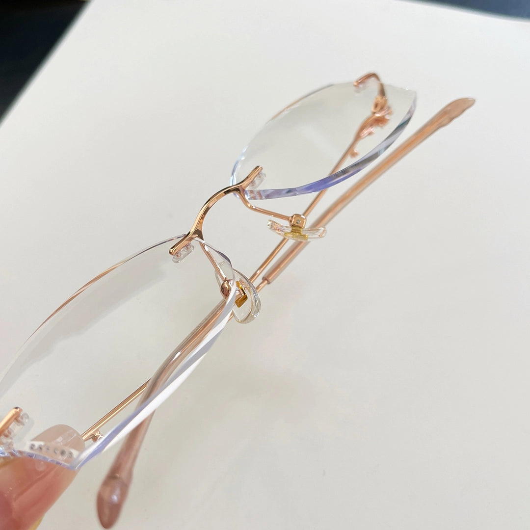 Isadora Geometric Elegant Rimless Glasses With Rhinestone Accents