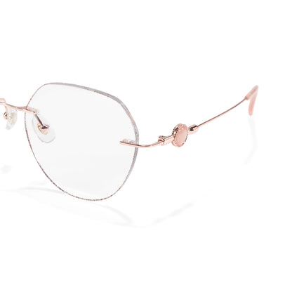 Hue Modern Polygon Rimless Eyeglasses with Bold Colorful Bead Details