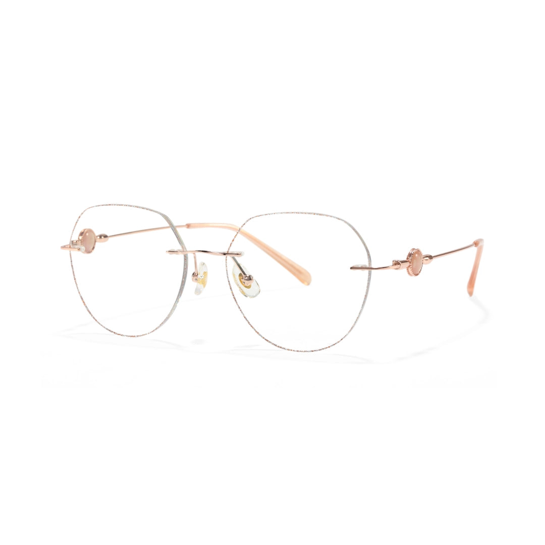 Hue Modern Polygon Rimless Eyeglasses with Bold Colorful Bead Details