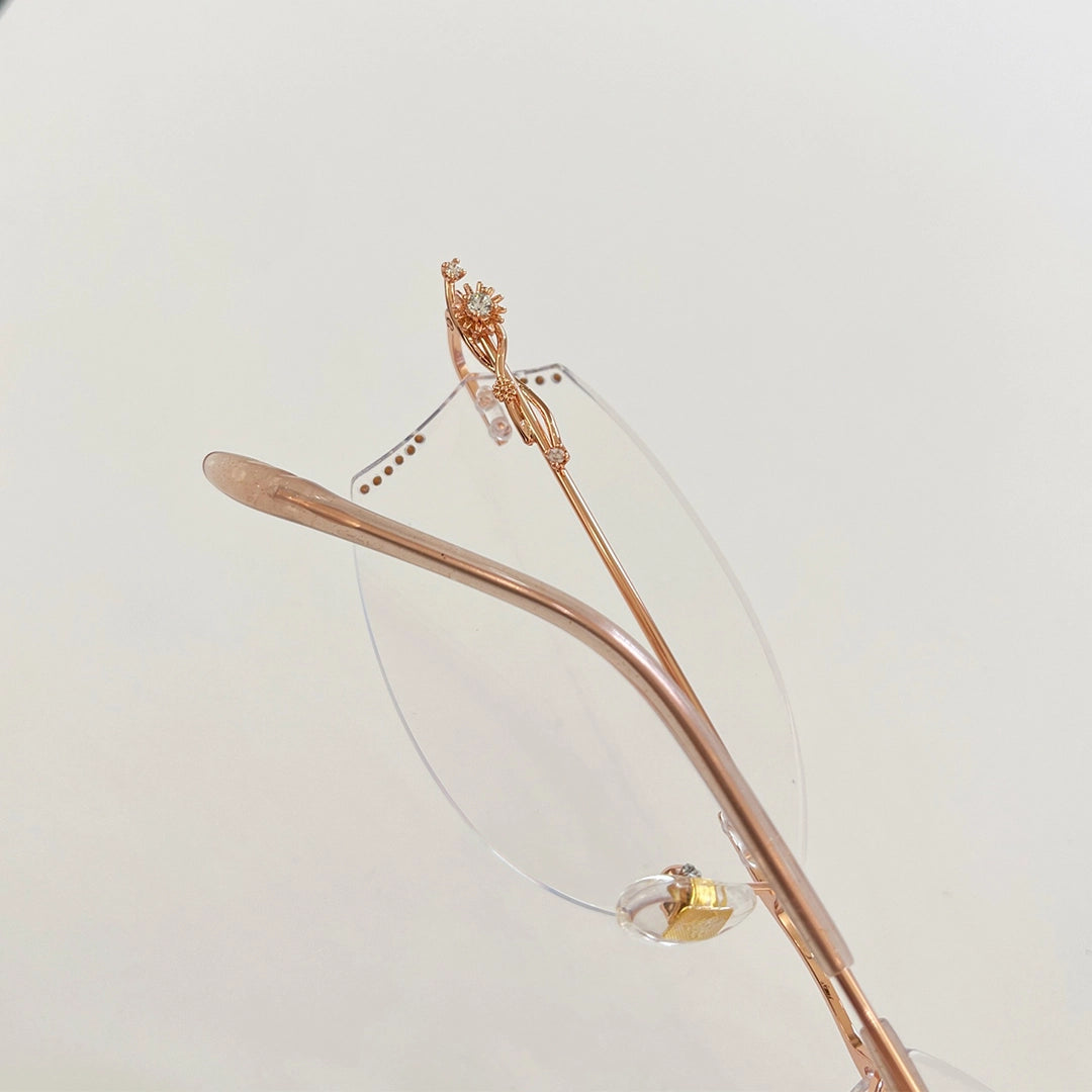 Isadora Geometric Elegant Rimless Glasses With Rhinestone Accents