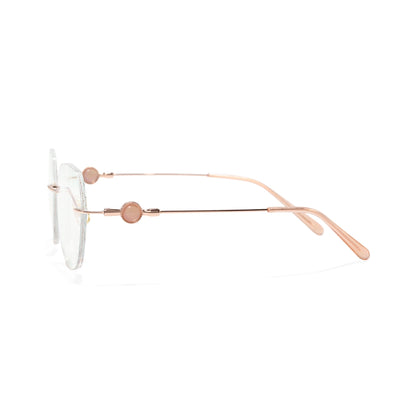 Hue Modern Polygon Rimless Eyeglasses with Bold Colorful Bead Details