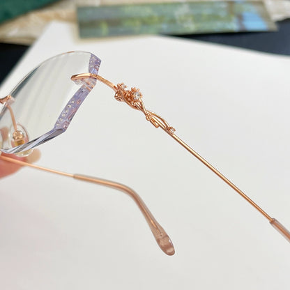 Isadora Geometric Elegant Rimless Glasses With Rhinestone Accents