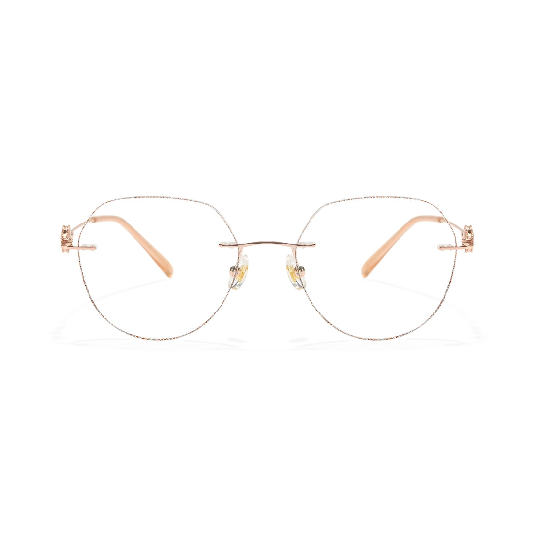 Hue Modern Polygon Rimless Eyeglasses with Bold Colorful Bead Details