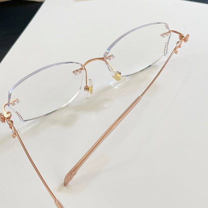 Isadora Geometric Elegant Rimless Glasses With Rhinestone Accents
