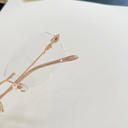 Isadora Geometric Elegant Rimless Glasses With Rhinestone Accents