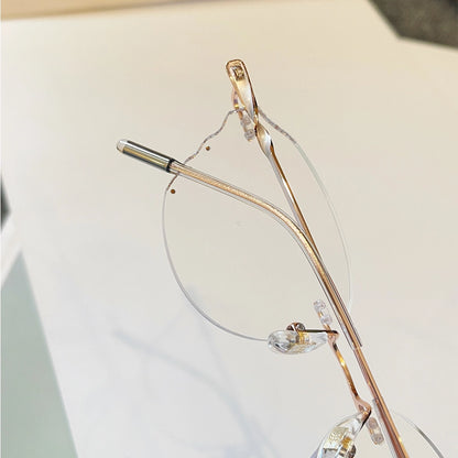 Solstice Geometric Polygon Rimless Glasses With Twisted Metal Temples For Women