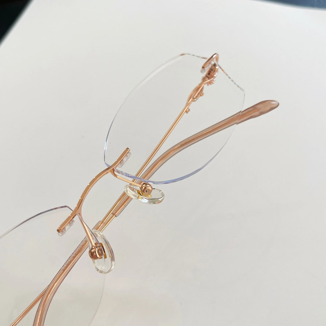 Isadora Geometric Elegant Rimless Glasses With Rhinestone Accents