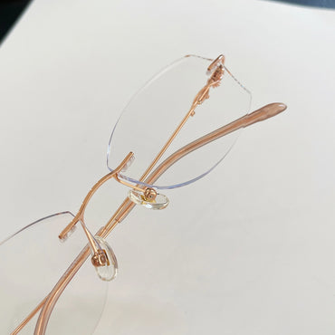 Isadora Geometric Elegant Rimless Glasses With Rhinestone Accents