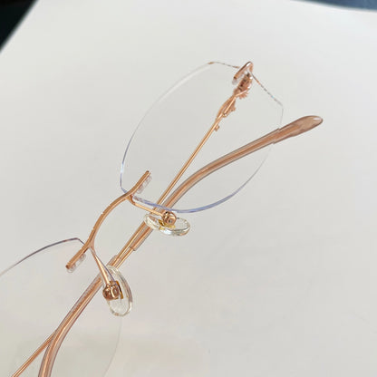 Isadora Geometric Elegant Rimless Glasses With Rhinestone Accents
