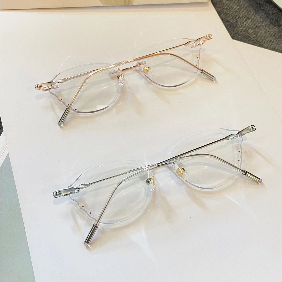 Solstice Geometric Polygon Rimless Glasses With Twisted Metal Temples For Women