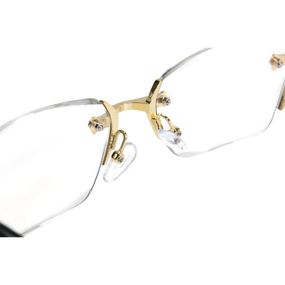 Kairo Unisex Gold Rimless Glasses Geometric Eyeglasses Cast Metal Accents