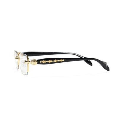 Kairo Unisex Gold Rimless Glasses Geometric Eyeglasses Cast Metal Accents