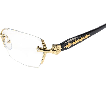 Kairo Unisex Gold Rimless Glasses Geometric Eyeglasses Cast Metal Accents