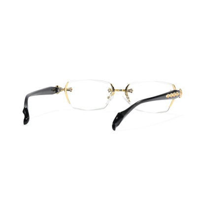 Kairo Unisex Gold Rimless Glasses Geometric Eyeglasses Cast Metal Accents