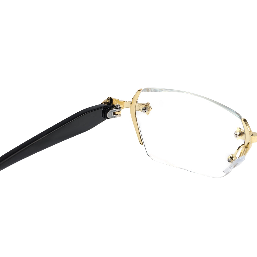 Kairo Unisex Gold Rimless Glasses Geometric Eyeglasses Cast Metal Accents