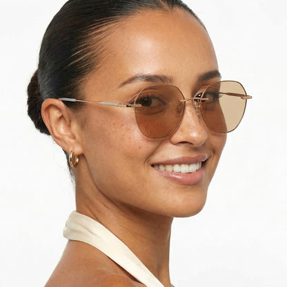 Bagle Geometric Rimless Glasses Gold Prescription Eyeglasses For Women