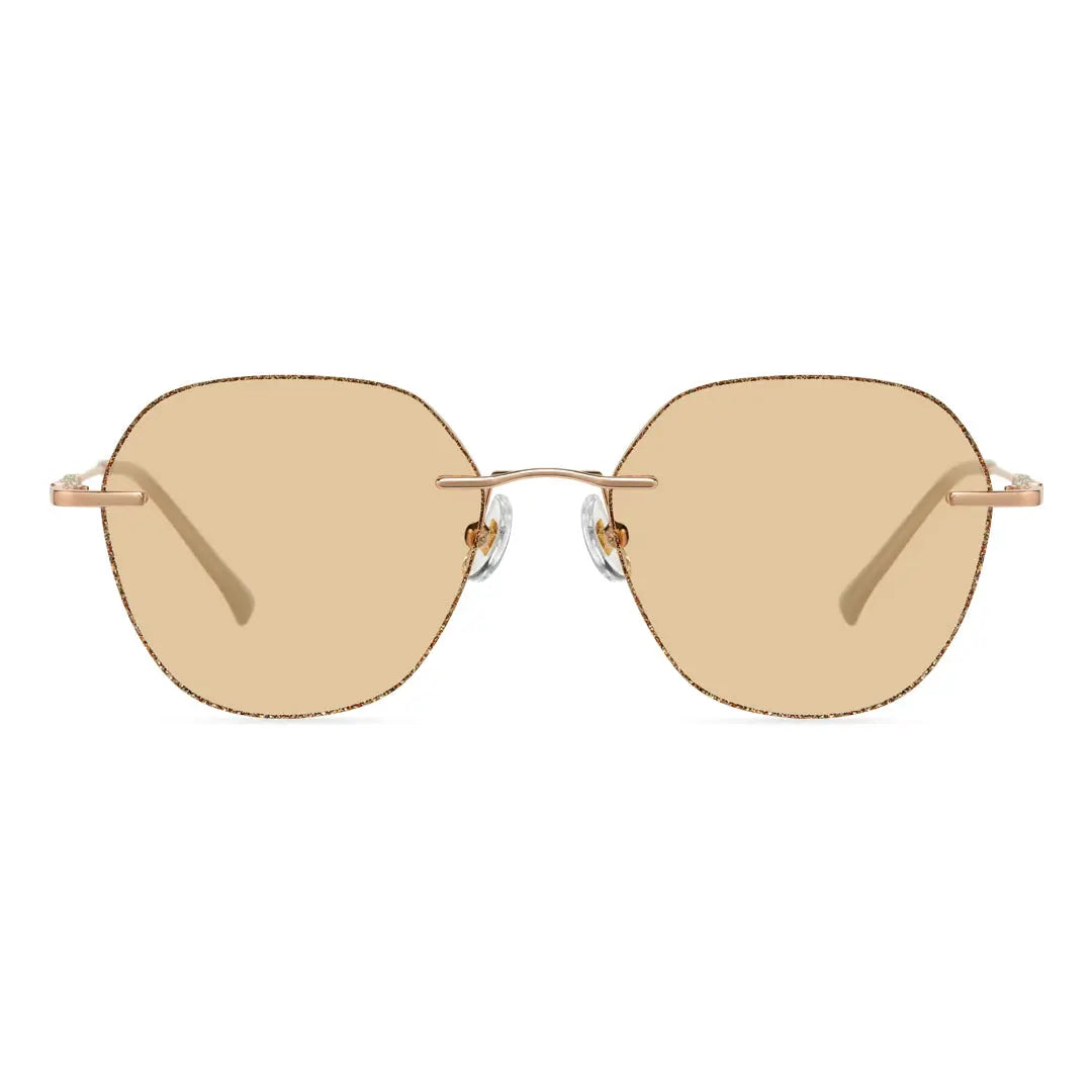 Bagle Geometric Rimless Glasses Gold Prescription Eyeglasses For Women