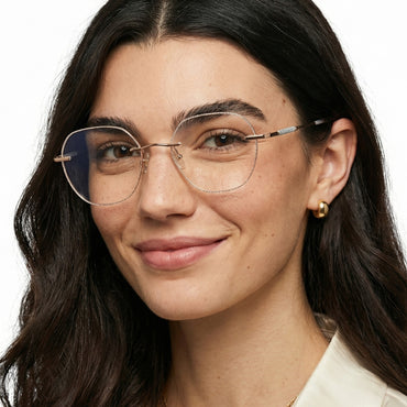Bagle Geometric Rimless Glasses Gold Prescription Eyeglasses For Women