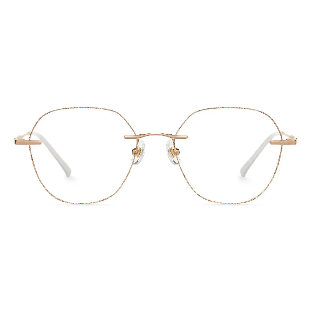 Bagle Geometric Rimless Glasses Gold Prescription Eyeglasses For Women
