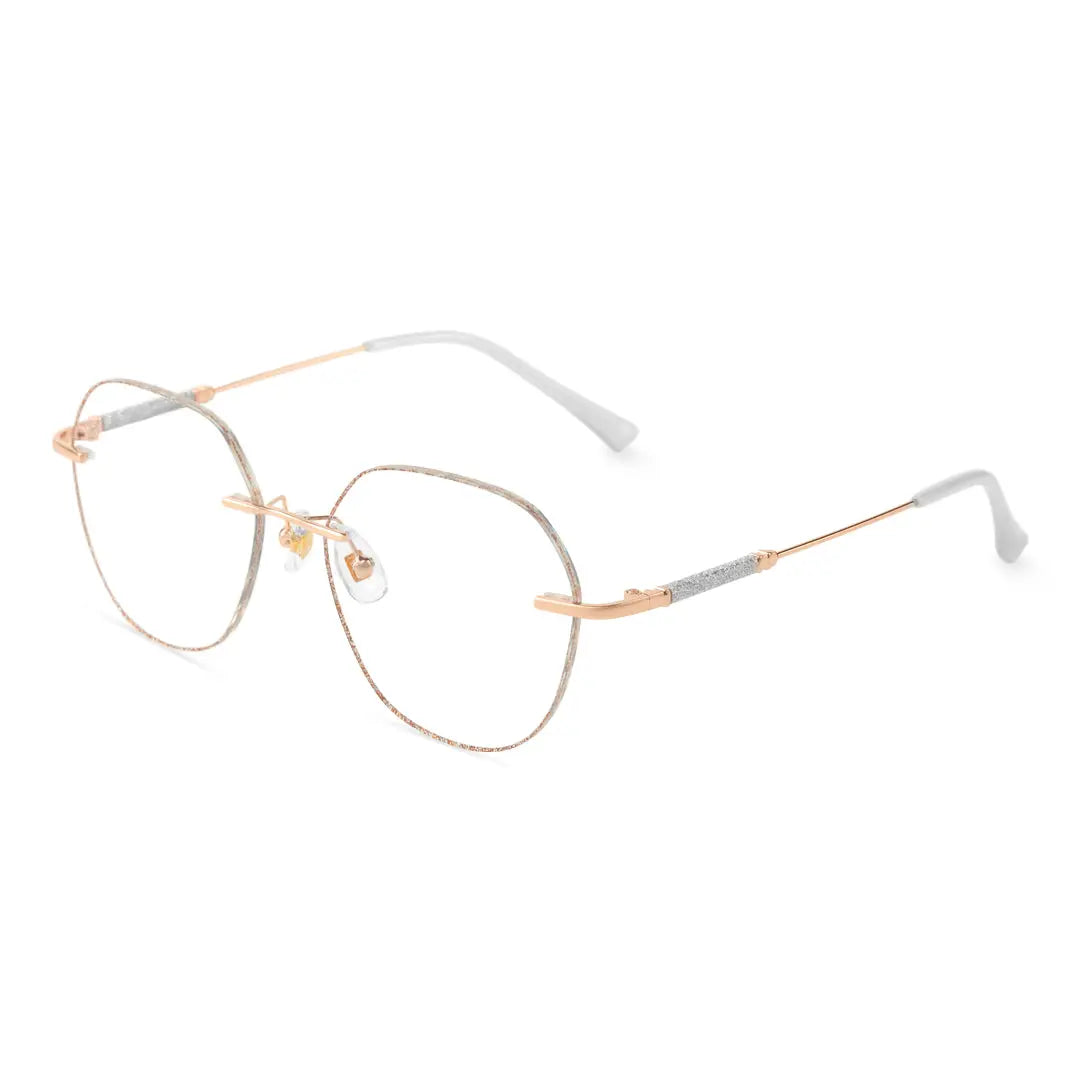 Bagle Geometric Rimless Glasses Gold Prescription Eyeglasses For Women