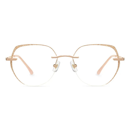 Haria Gold Rimless Eyeglasses Geometric Lightweight Glasses For Women