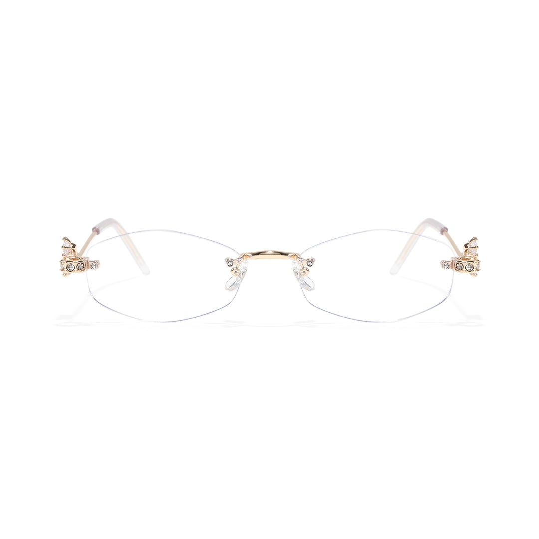Spotlight Stylish Silver Rimless Eyeglasses With Rhinestone Accents