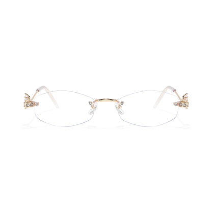 Spotlight Stylish Silver Rimless Eyeglasses With Rhinestone Accents