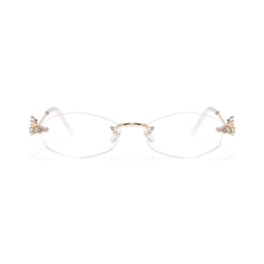 Spotlight Stylish Silver Rimless Eyeglasses With Rhinestone Accents