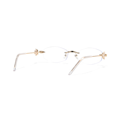 Spotlight Stylish Silver Rimless Eyeglasses With Rhinestone Accents