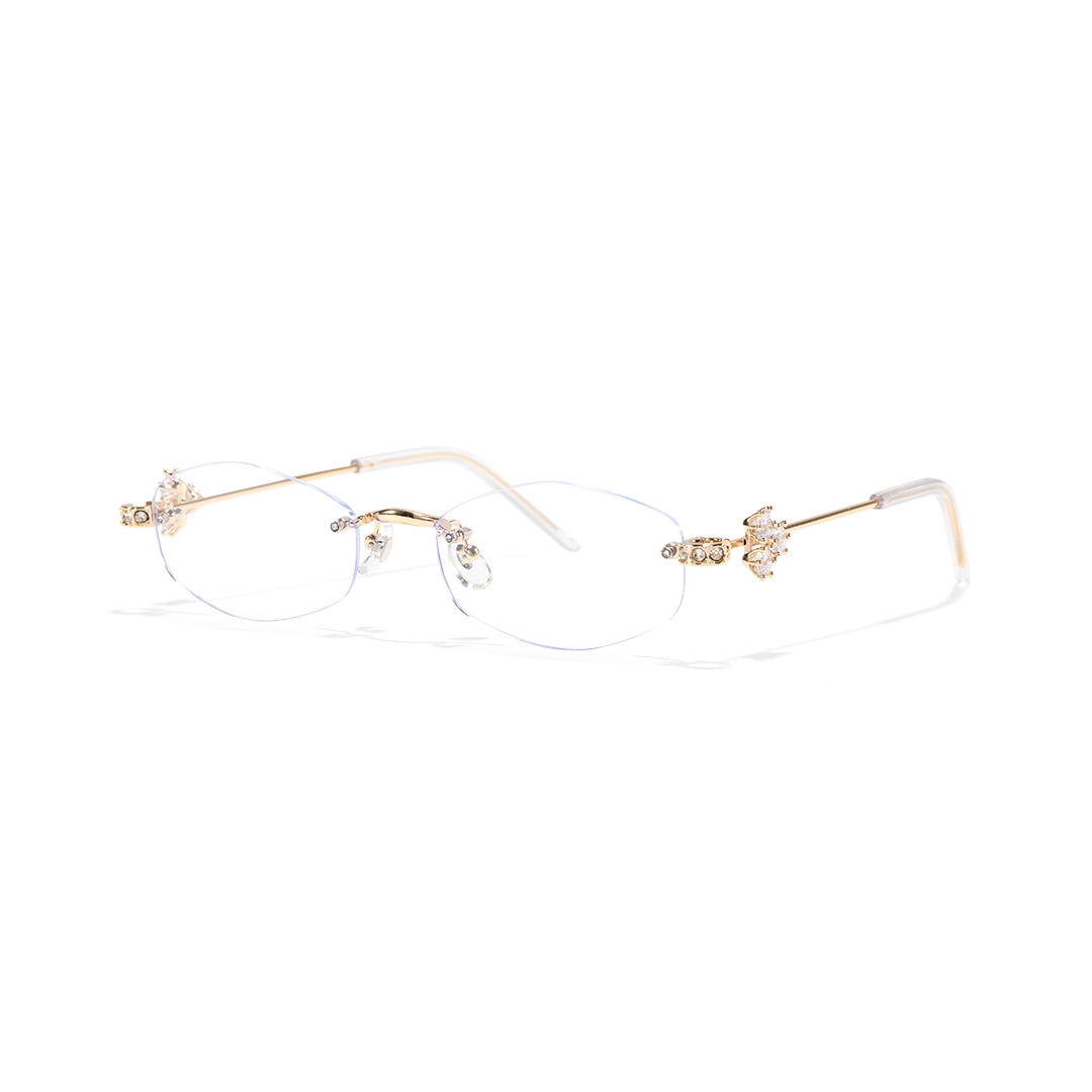 Spotlight Stylish Silver Rimless Eyeglasses With Rhinestone Accents