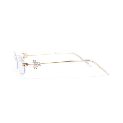 Spotlight Stylish Silver Rimless Eyeglasses With Rhinestone Accents