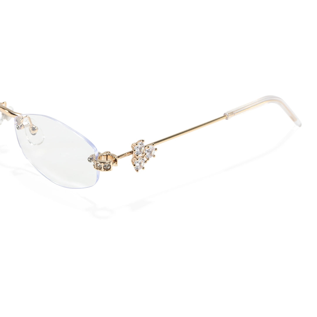 Spotlight Stylish Silver Rimless Eyeglasses With Rhinestone Accents