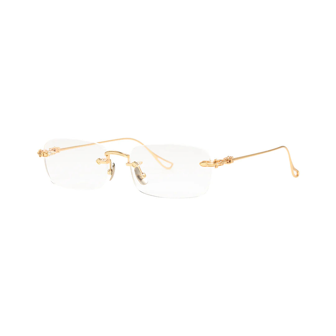 Sylus Gold Rectangle Metal Frames For Women's Eyeglasses