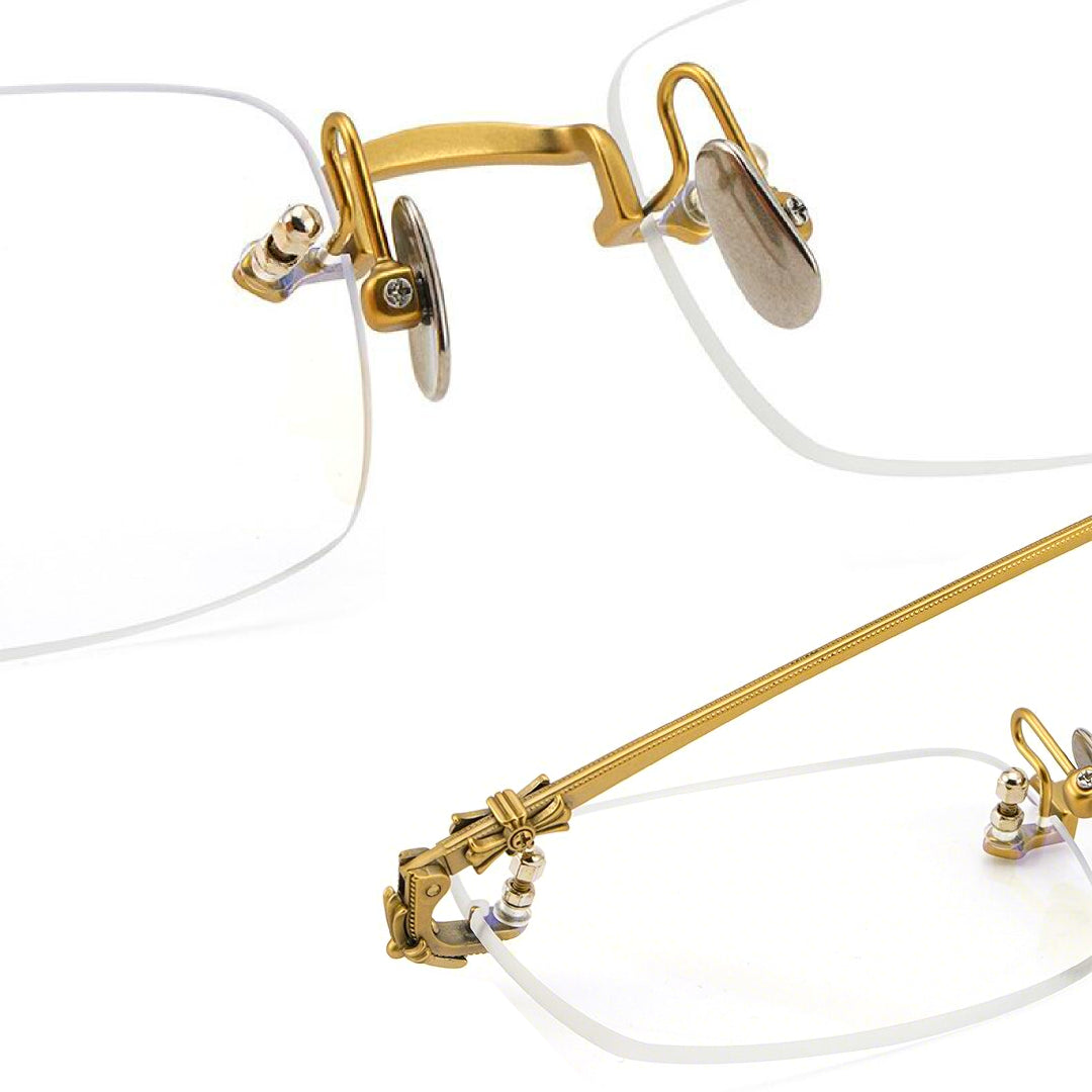 Sylus Gold Rectangle Metal Frames For Women's Eyeglasses