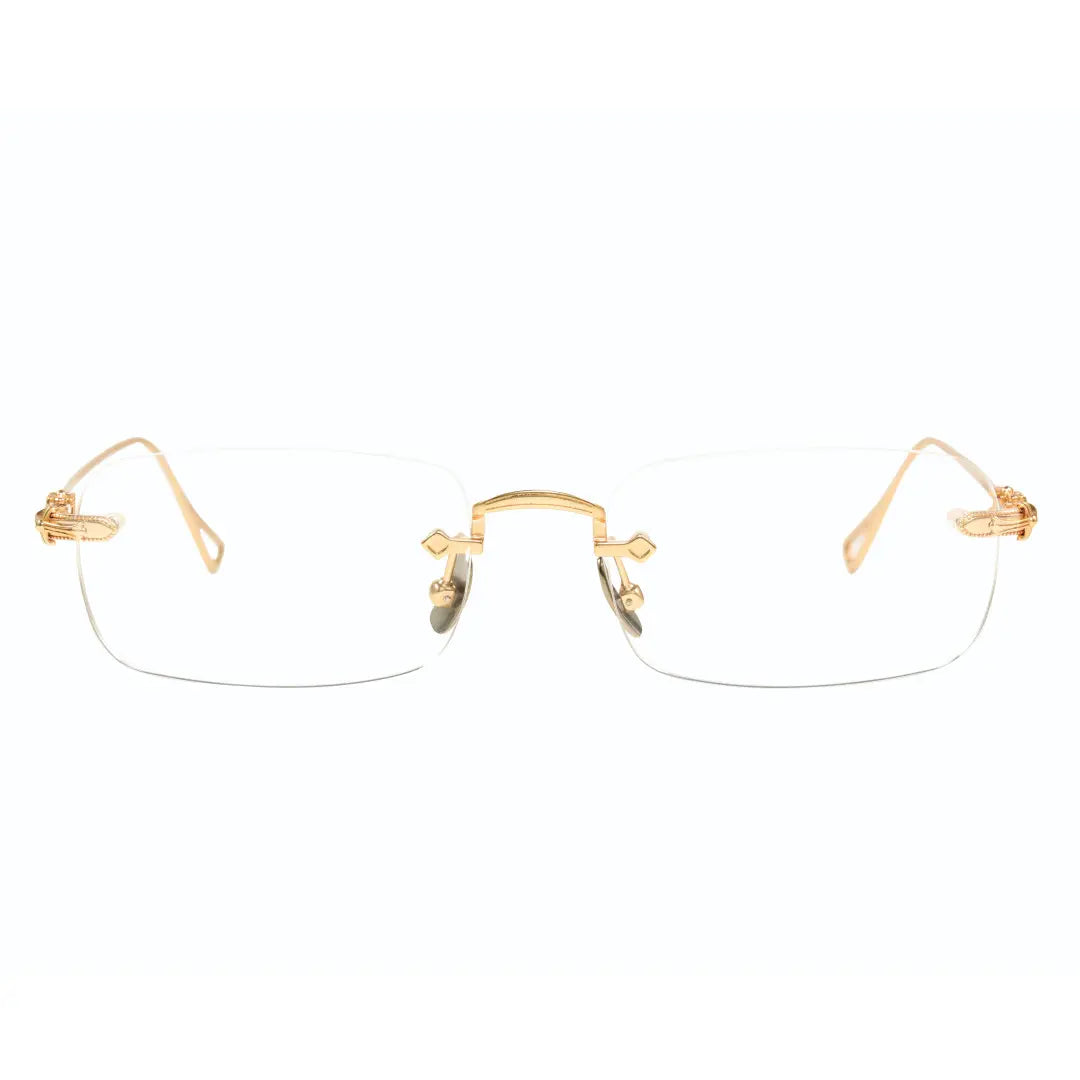 Sylus Gold Rectangle Metal Frames For Women's Eyeglasses