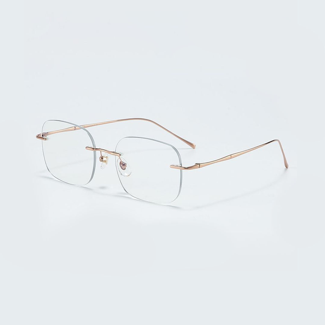 Liora Rectangle Rimless Glasses With Bamboo-Inspired Metal Temple Design