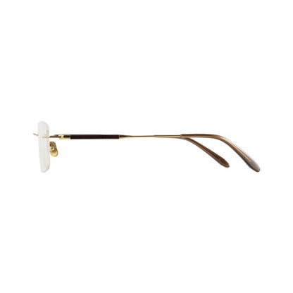 Doria Ngold Color Metal Rectangle Rimless Glasses With Rosewood Temple Accents