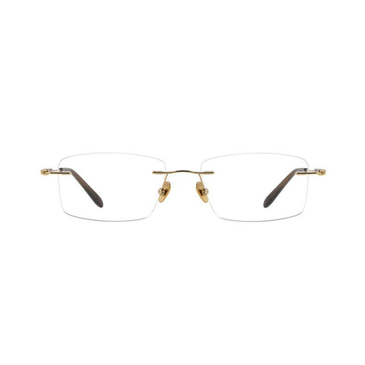 Doria Ngold Color Metal Rectangle Rimless Glasses With Rosewood Temple Accents